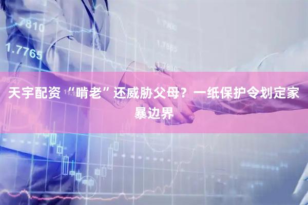 天宇配资 “啃老”还威胁父母？一纸保护令划定家暴边界